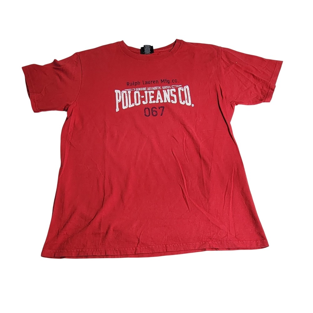 Polo Jeans Co Ralph Lauren Mens Red Graphic T-Shirt Short Sleeve Medium
